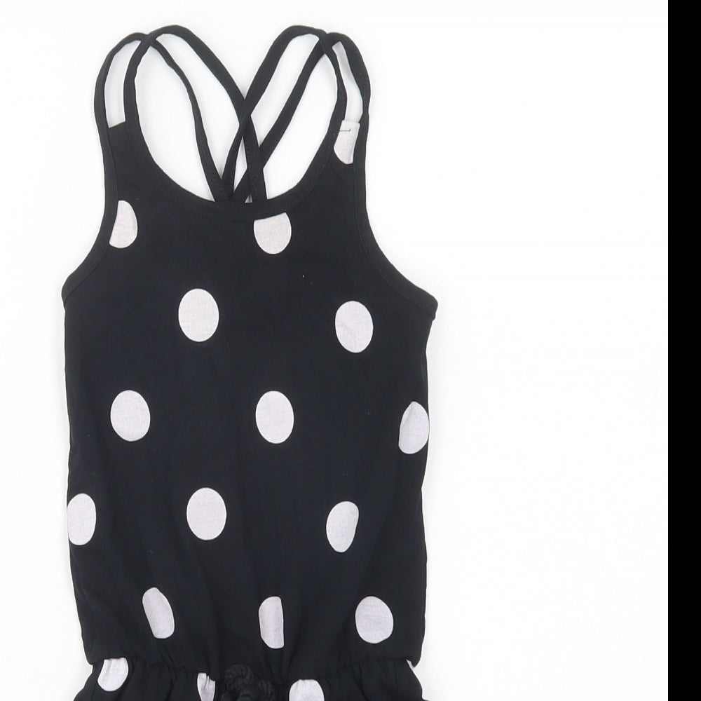 George Girls Black Polka Dot Cotton Playsuit One-Piece Size 5-6 Years  Pullover