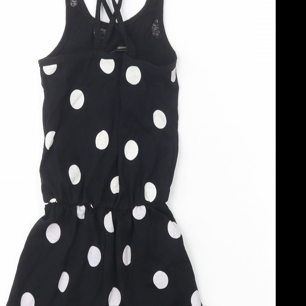 George Girls Black Polka Dot Cotton Playsuit One-Piece Size 5-6 Years  Pullover