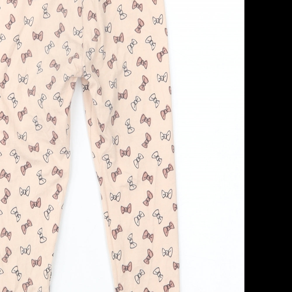 George Girls Pink Geometric Cotton Jogger Trousers Size 5-6 Years  Regular  - Bow Print