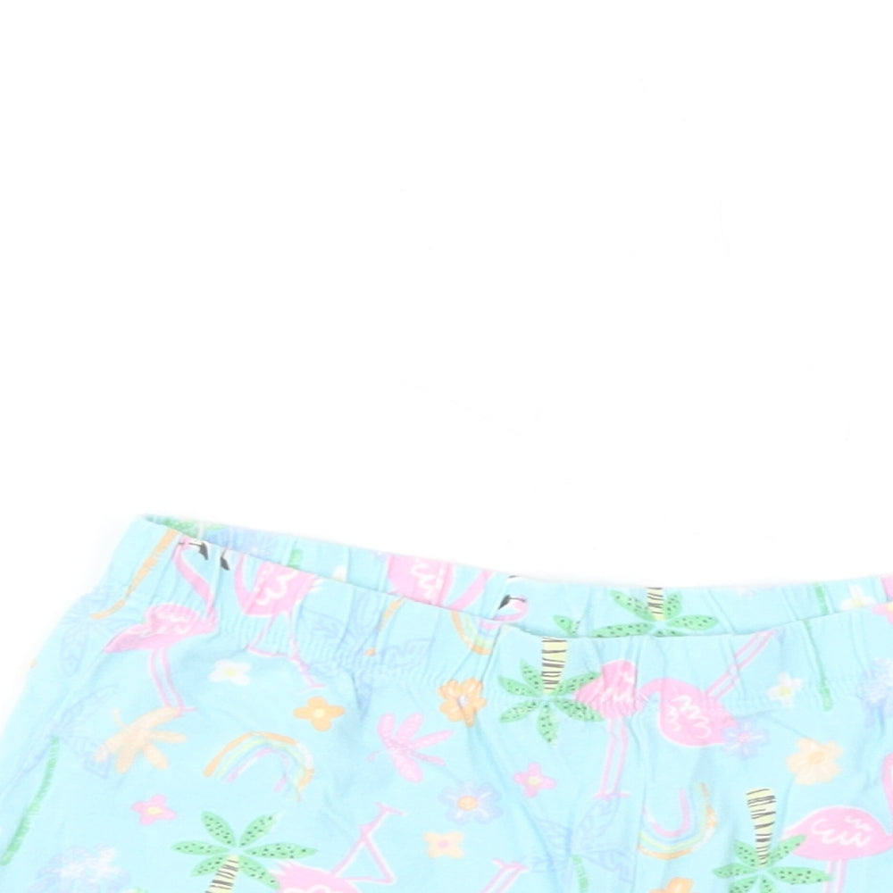 F&F Girls Blue Geometric Cotton Sweat Shorts Size 8-9 Years  Regular  - Flamingo Print