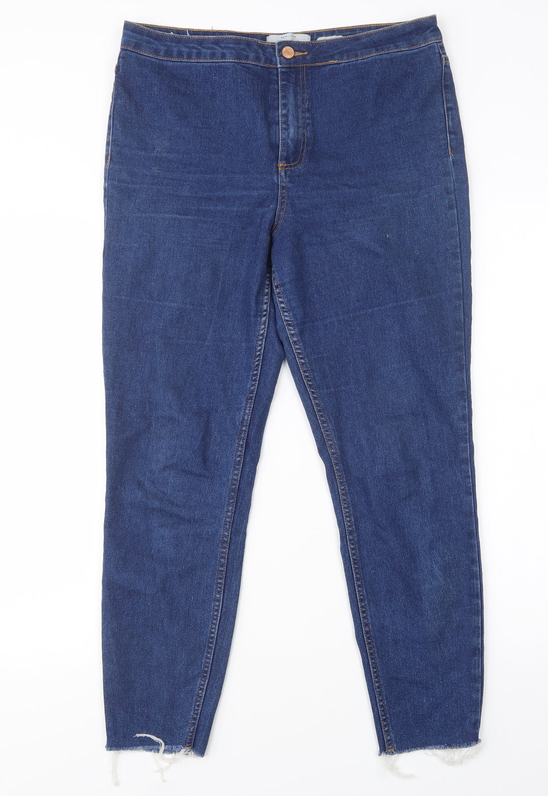 New Look Womens Blue  Cotton Skinny Jeans Size 14 L27 in Regular Button