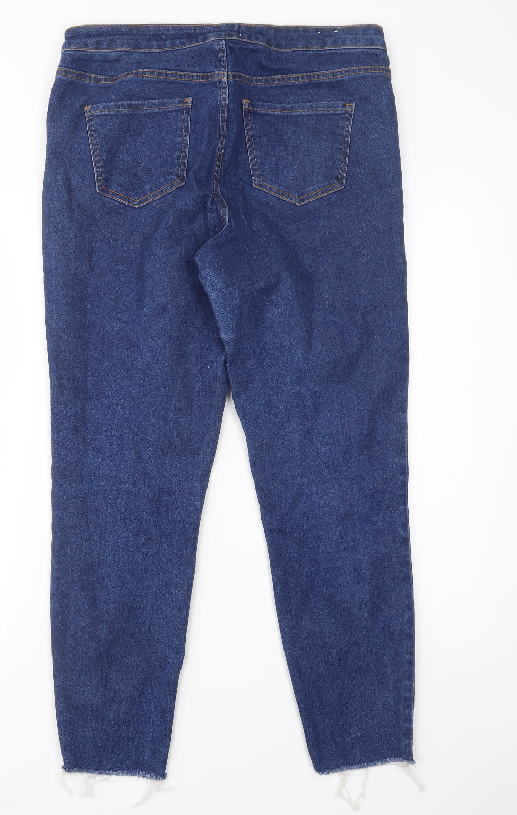New Look Womens Blue  Cotton Skinny Jeans Size 14 L27 in Regular Button
