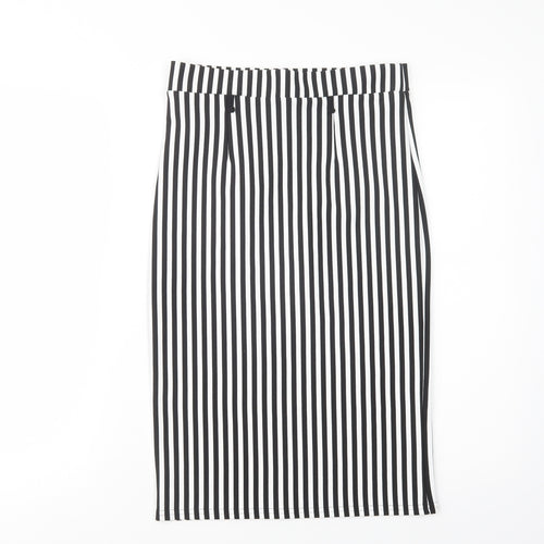 Evita Womens Black Striped Polyester Straight & Pencil Skirt Size 8