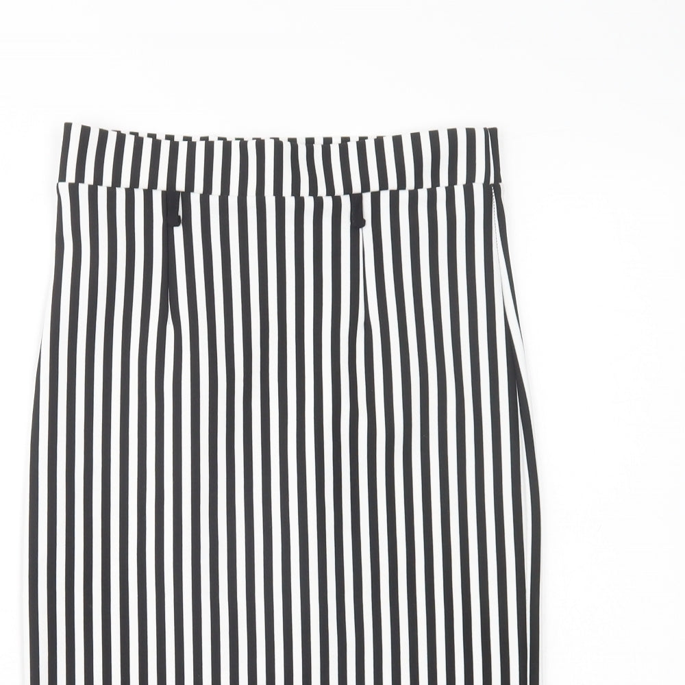 Evita Womens Black Striped Polyester Straight & Pencil Skirt Size 8