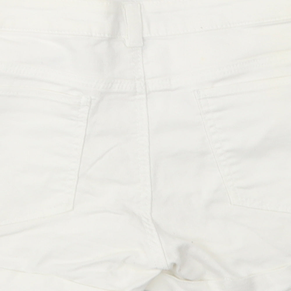 H&M Womens White  Cotton Hot Pants Shorts Size 8 L3 in Regular Button