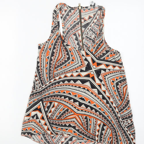 New Look Womens Multicoloured Geometric Viscose Basic Tank Size 8 Scoop Neck
