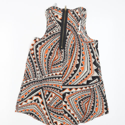 New Look Womens Multicoloured Geometric Viscose Basic Tank Size 8 Scoop Neck