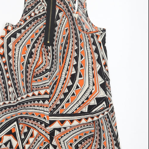 New Look Womens Multicoloured Geometric Viscose Basic Tank Size 8 Scoop Neck