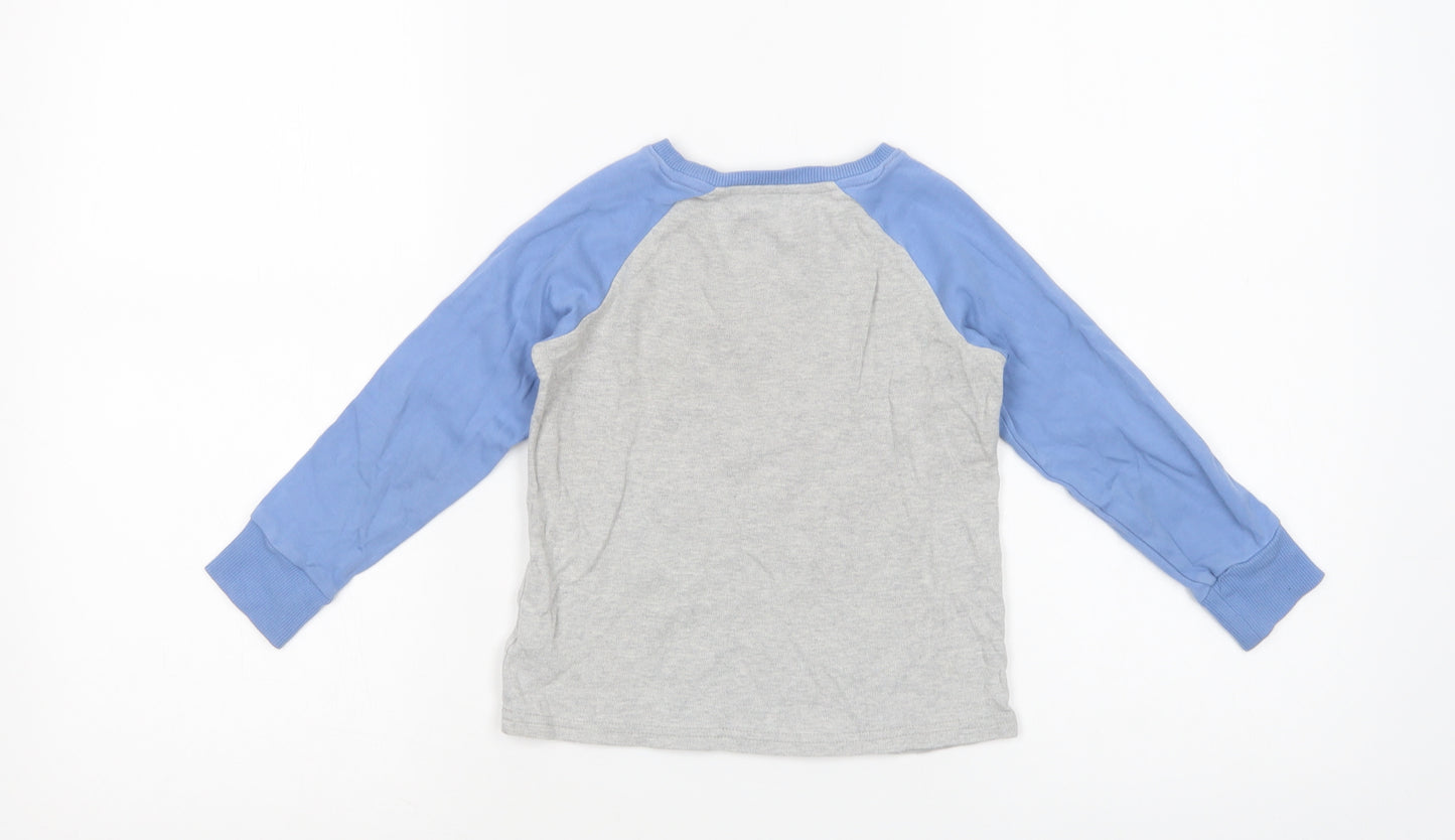 NEXT Boys Grey Colourblock Cotton Pullover T-Shirt Size 4-5 Years Crew Neck Pullover - Cars