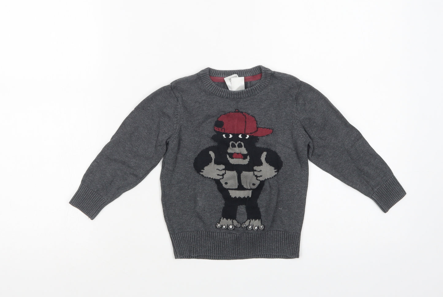 Palomino Boys Grey Crew Neck  Cotton Pullover Jumper Size 3 Years  Pullover - Gorilla