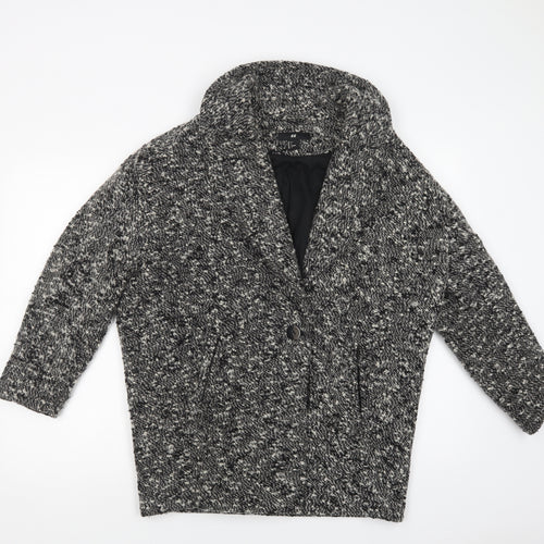 H&M Womens Grey   Overcoat Coat Size 10  Button