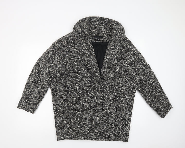 H&M Womens Grey   Overcoat Coat Size 10  Button