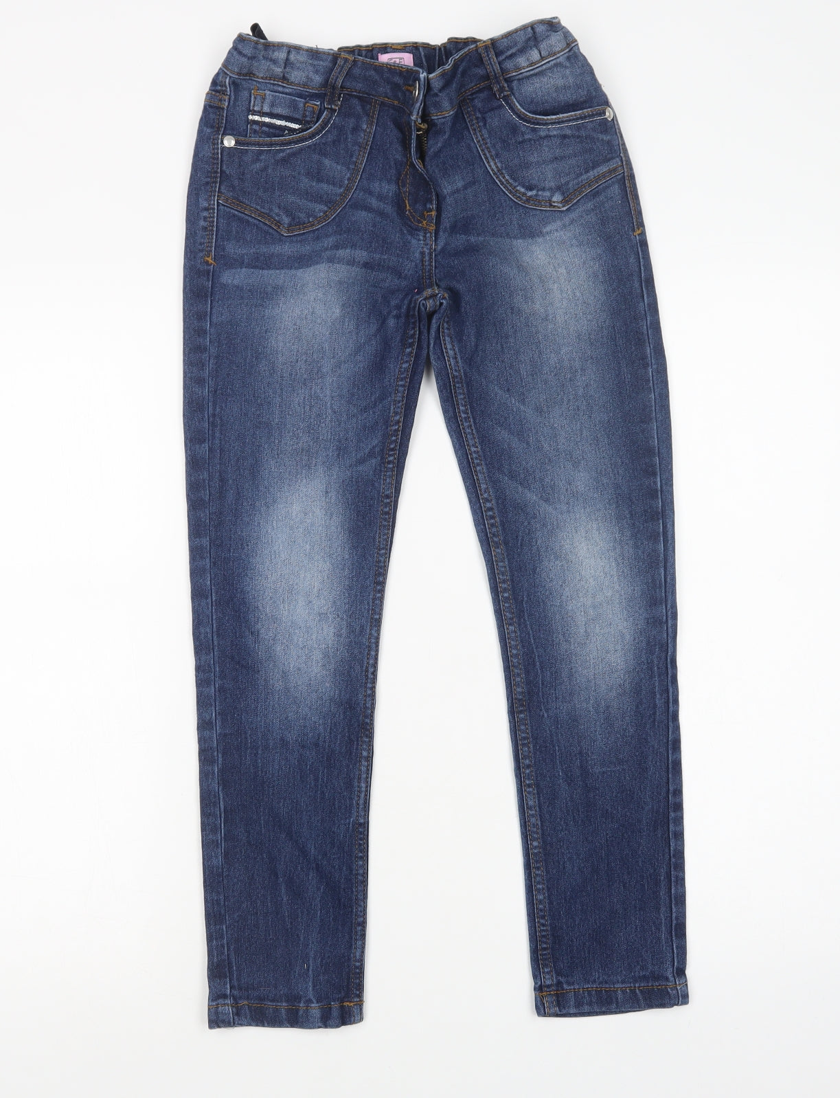 F&F Girls Blue  Cotton Straight Jeans Size 10-11 Years  Regular Button