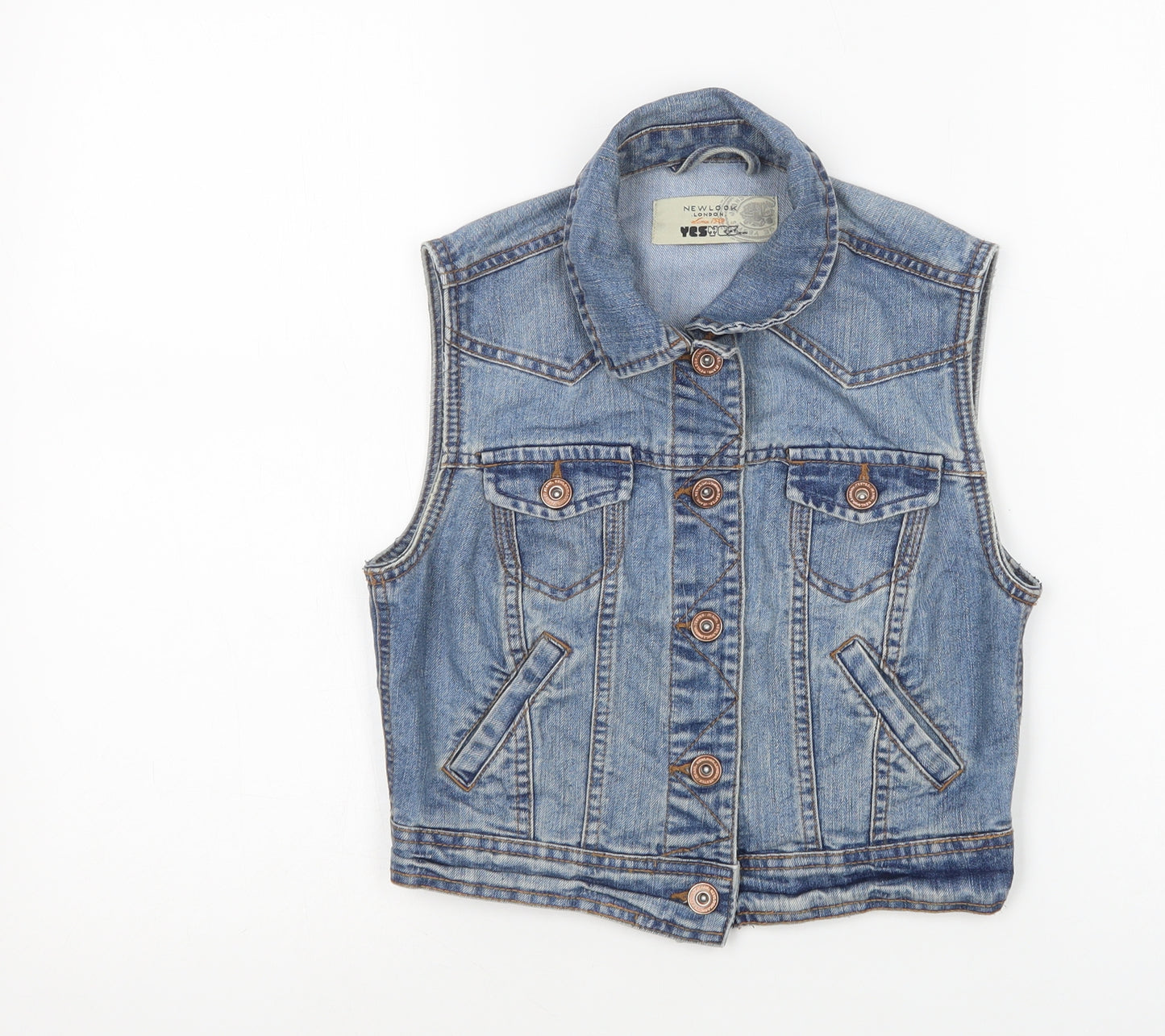 New Look Womens Blue   Gilet Waistcoat Size 8  Button