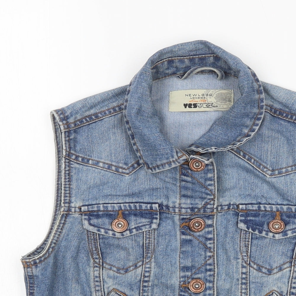 New Look Womens Blue   Gilet Waistcoat Size 8  Button