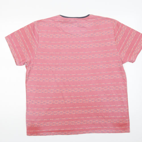 Matalan` Mens Pink Geometric Cotton  T-Shirt Size XL Crew Neck