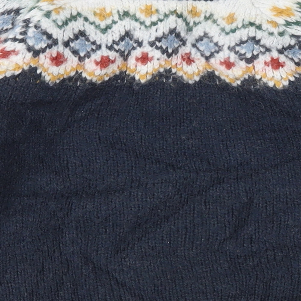 Bout'chou Boys Blue Round Neck Argyle/Diamond Acrylic Pullover Jumper Size 3 Years  Button
