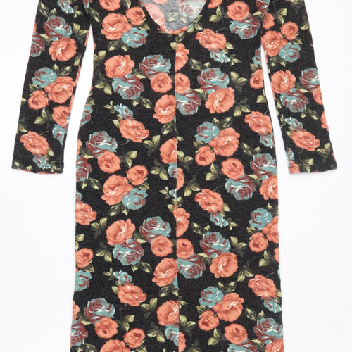 Paprika Womens Grey Floral Acrylic Bodycon  Size 12  Scoop Neck