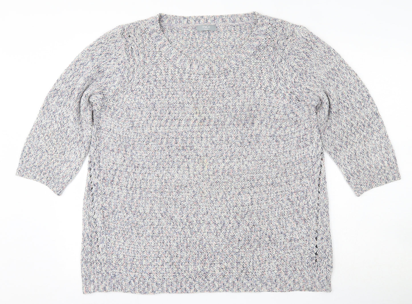 M&Co Womens Multicoloured Round Neck  Acrylic Pullover Jumper Size 18