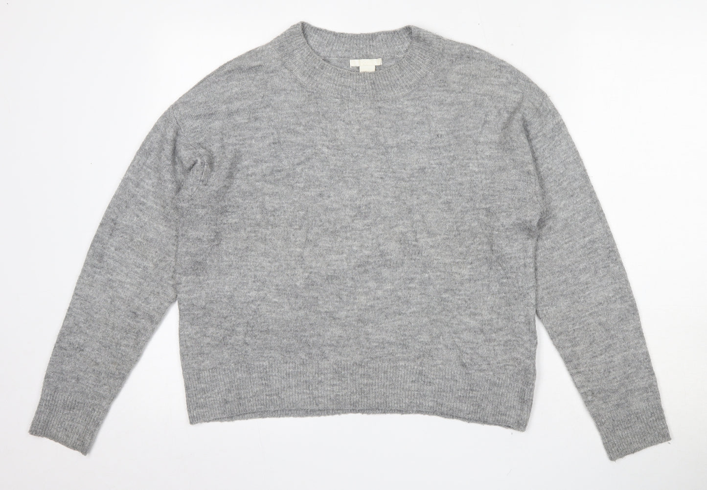 H&M Womens Grey Round Neck  Acrylic Pullover Jumper Size XS