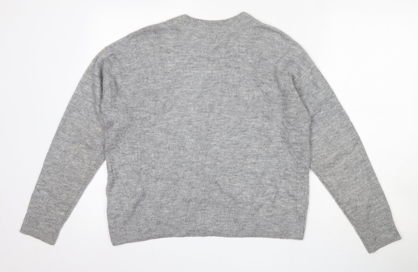 H&M Womens Grey Round Neck  Acrylic Pullover Jumper Size XS