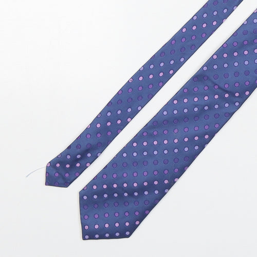 Marks and Spencer Mens Blue Polka Dot Silk Pointed Tie One Size