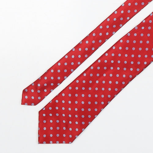 Marks and Spencer Mens Red Polka Dot Polyester Pointed Tie One Size