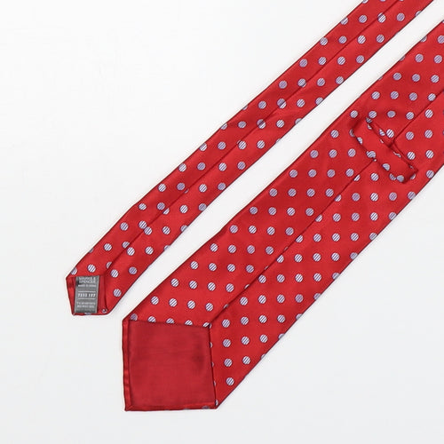 Marks and Spencer Mens Red Polka Dot Polyester Pointed Tie One Size