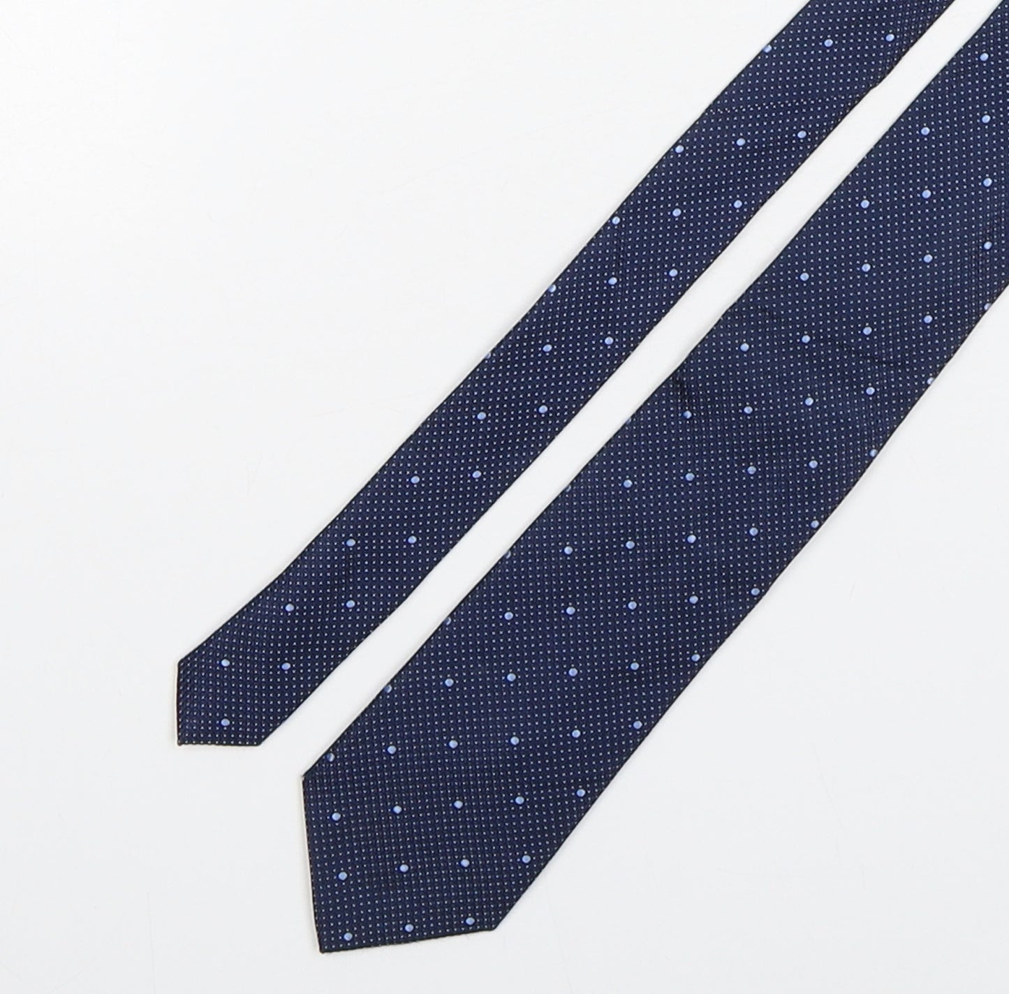 Marks and Spencer Mens Blue Polka Dot Silk Pointed Tie One Size