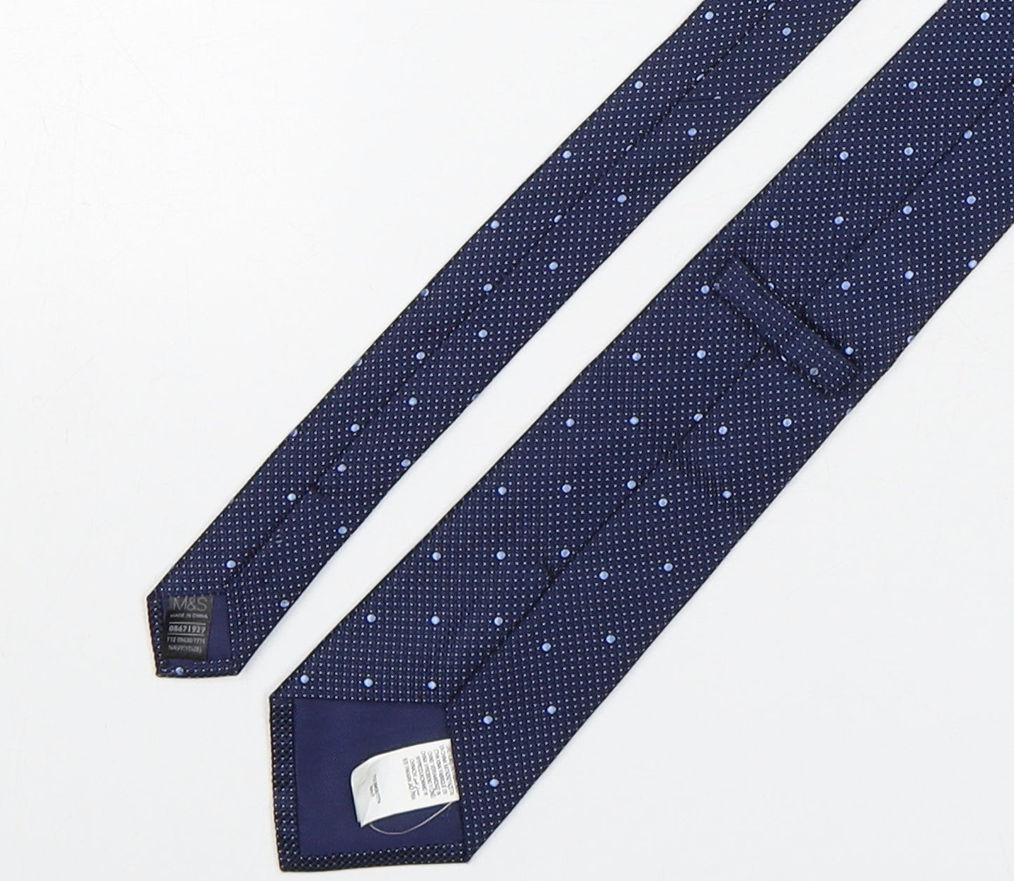 Marks and Spencer Mens Blue Polka Dot Silk Pointed Tie One Size
