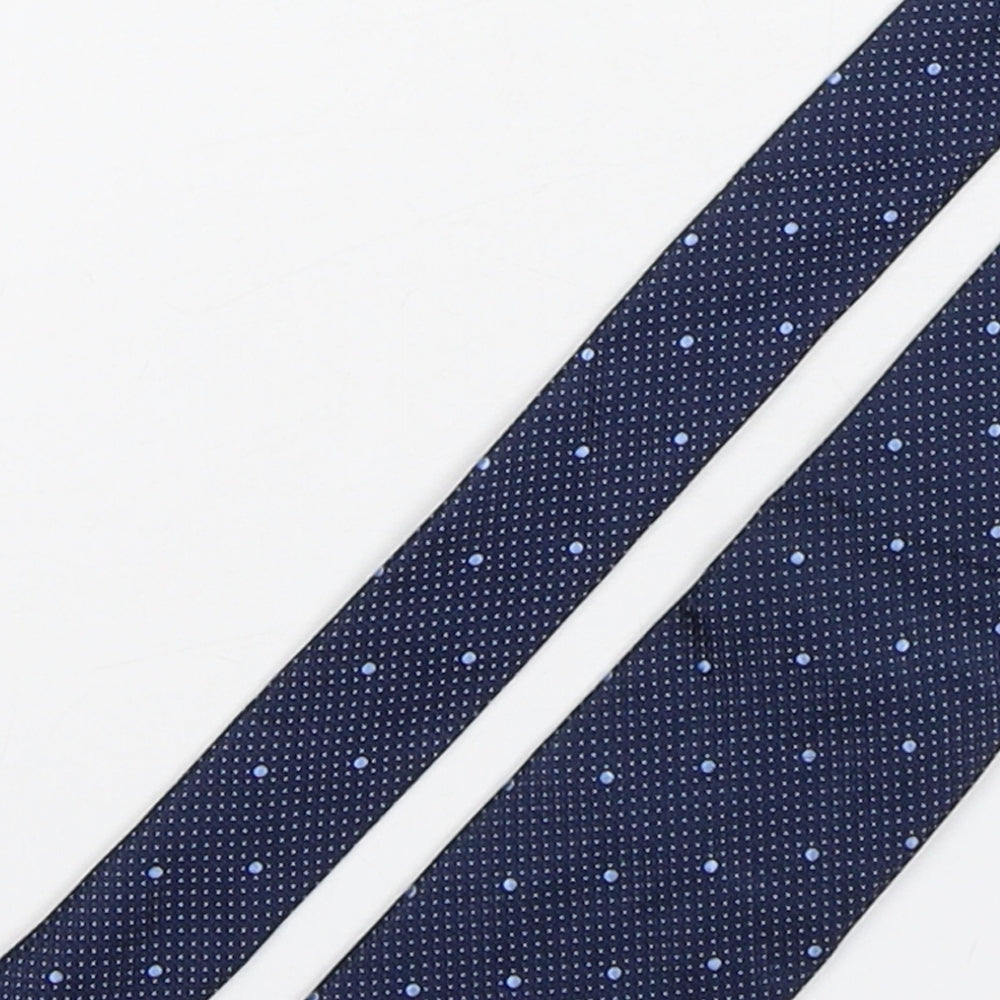 Marks and Spencer Mens Blue Polka Dot Silk Pointed Tie One Size