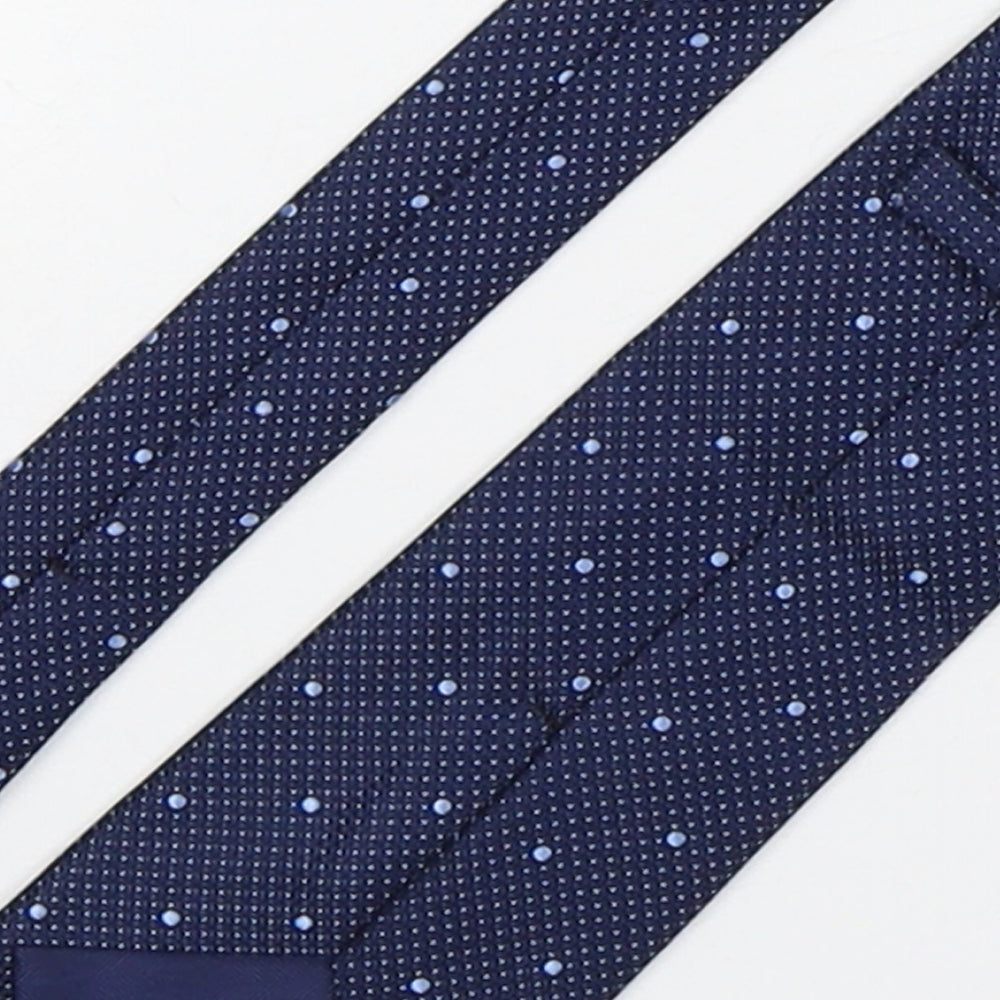 Marks and Spencer Mens Blue Polka Dot Silk Pointed Tie One Size