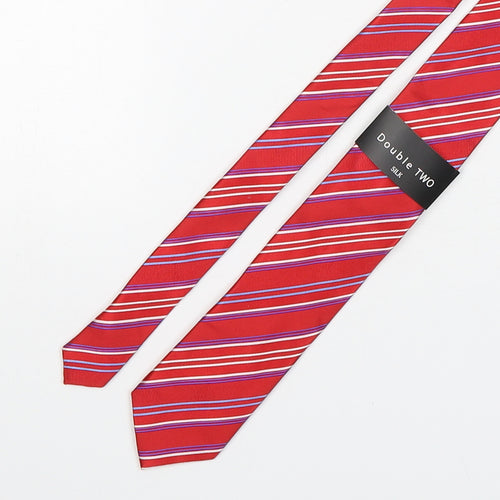Double TWO Mens Red Striped Silk Pointed Tie One Size