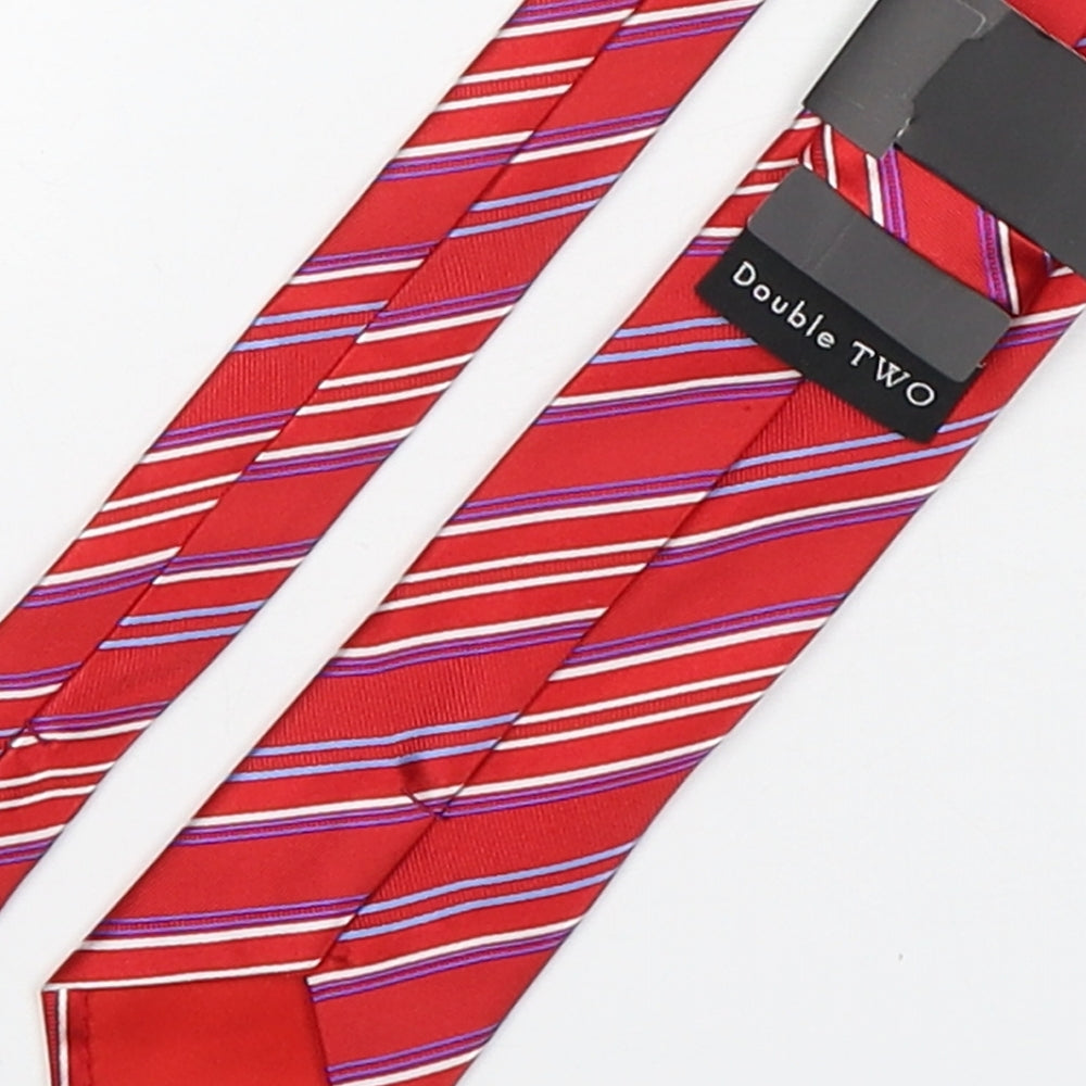 Double TWO Mens Red Striped Silk Pointed Tie One Size