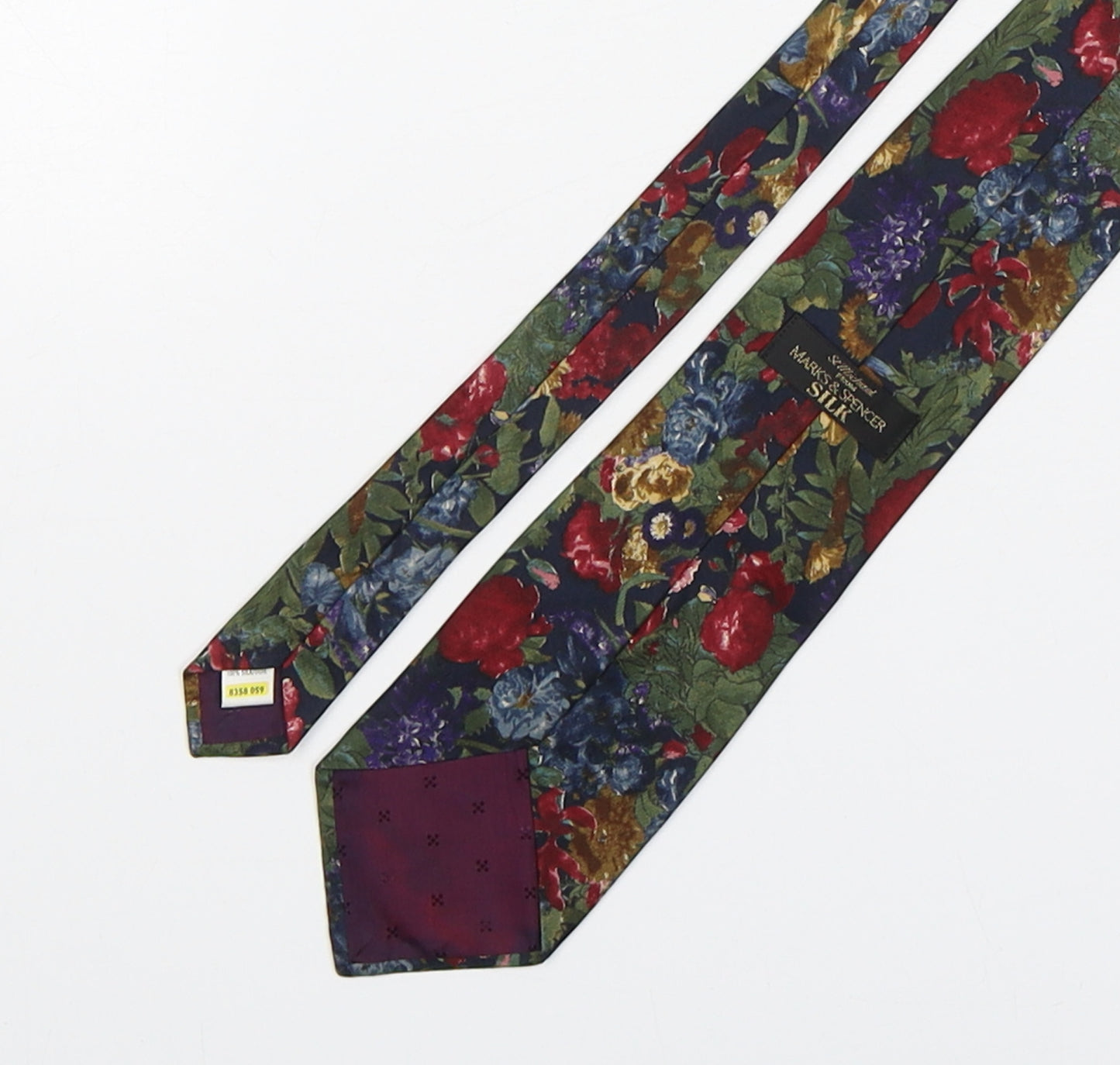 Marks and Spencer Mens Multicoloured Floral Silk Pointed Tie One Size