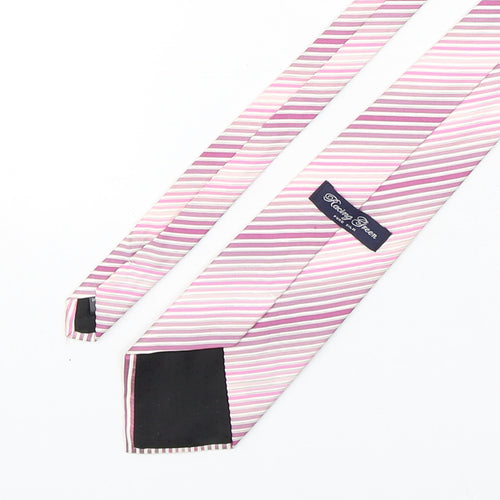 Racing Green Mens Pink Striped Silk Pointed Tie One Size