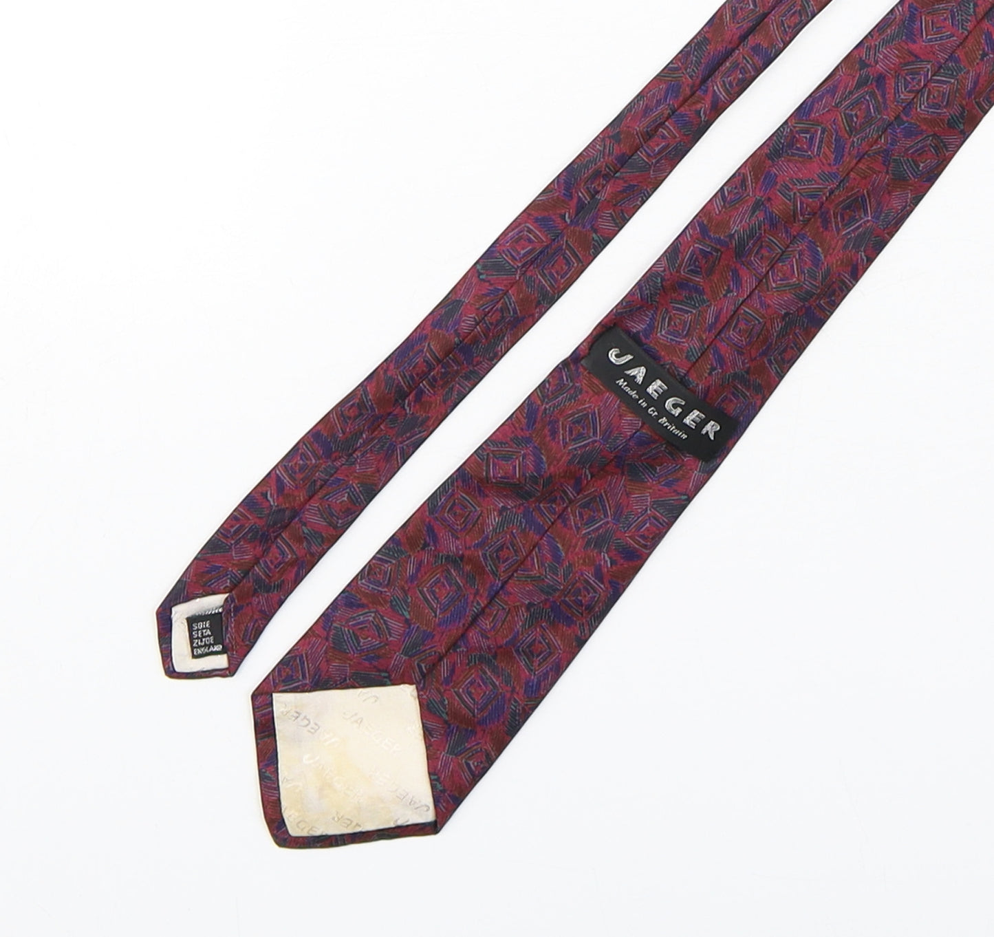 Jaeger Mens Multicoloured Geometric Silk Pointed Tie One Size