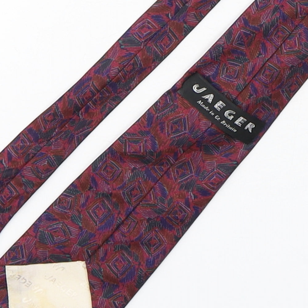 Jaeger Mens Multicoloured Geometric Silk Pointed Tie One Size