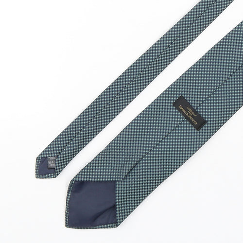 Marks and Spencer Mens Green Geometric Polyester Pointed Tie One Size