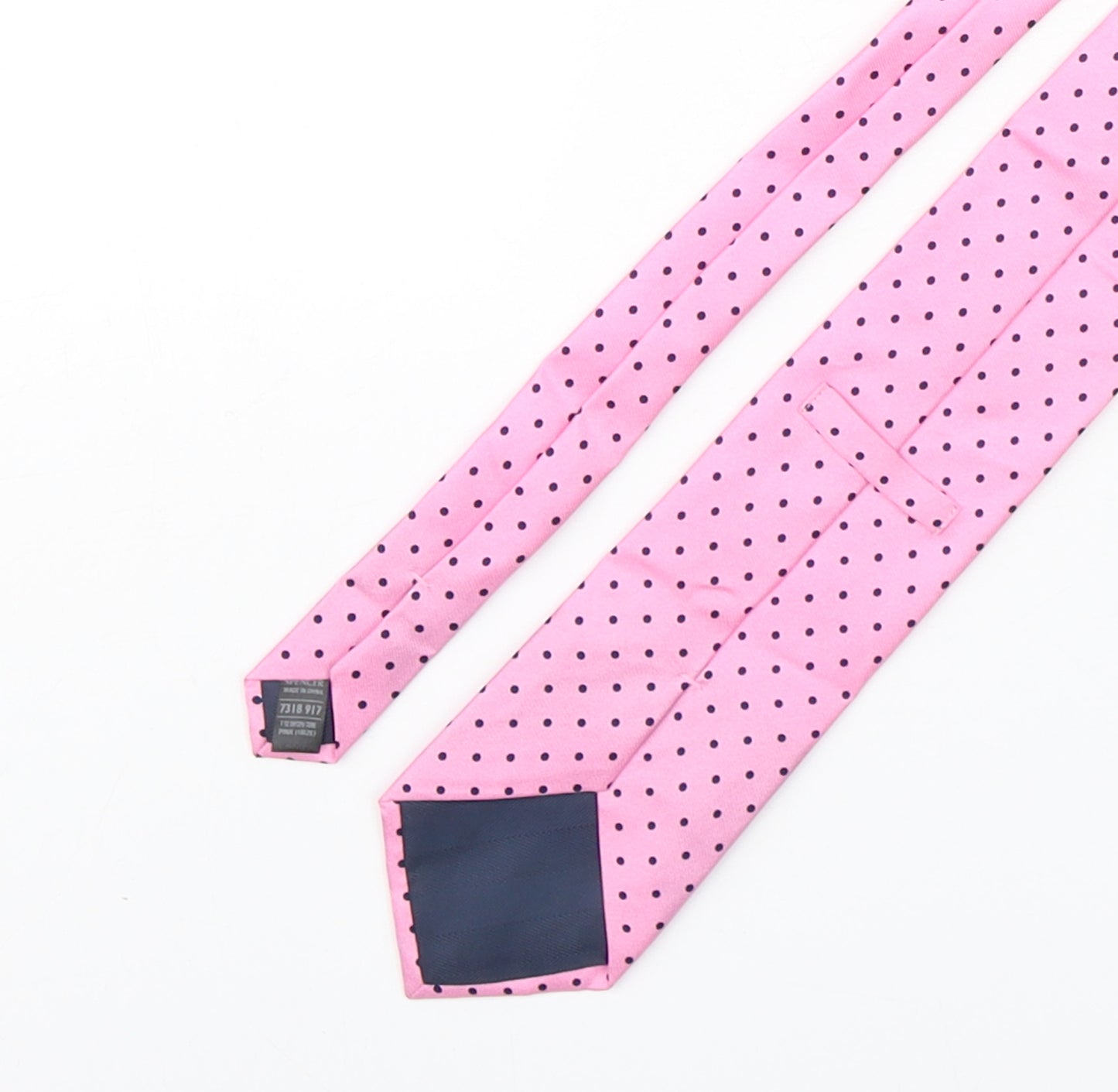 Marks and Spencer Mens Pink Polka Dot Silk Pointed Tie One Size