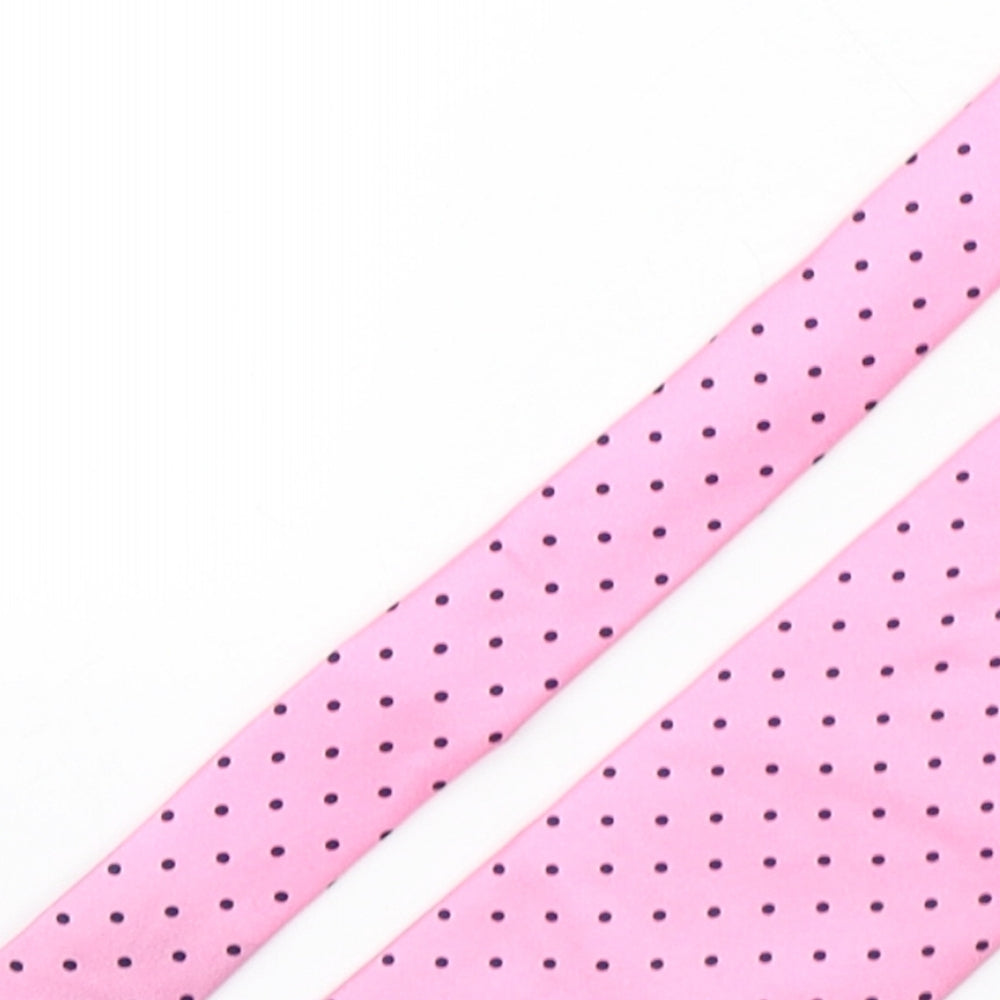 Marks and Spencer Mens Pink Polka Dot Silk Pointed Tie One Size