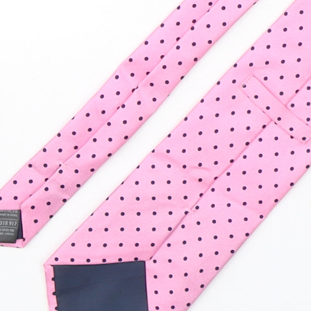 Marks and Spencer Mens Pink Polka Dot Silk Pointed Tie One Size