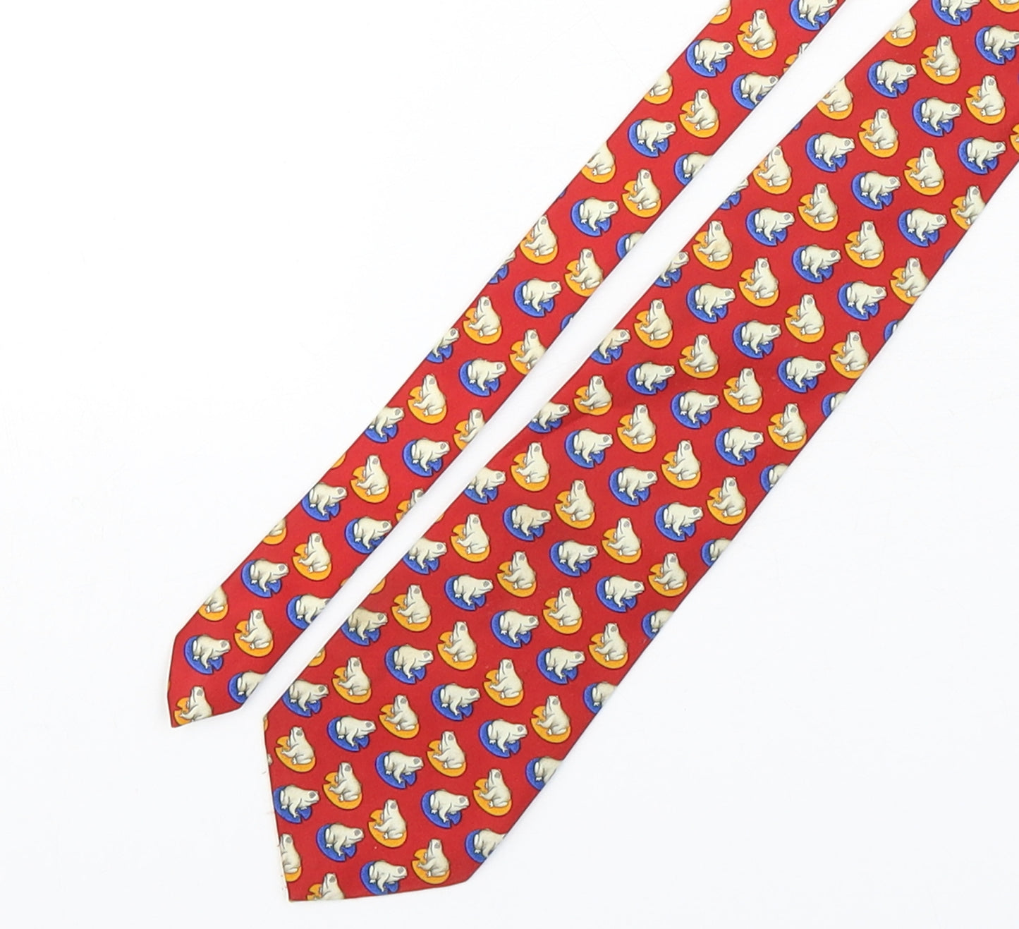 Preworn Mens Multicoloured Geometric Silk Pointed Tie One Size - Frog Print