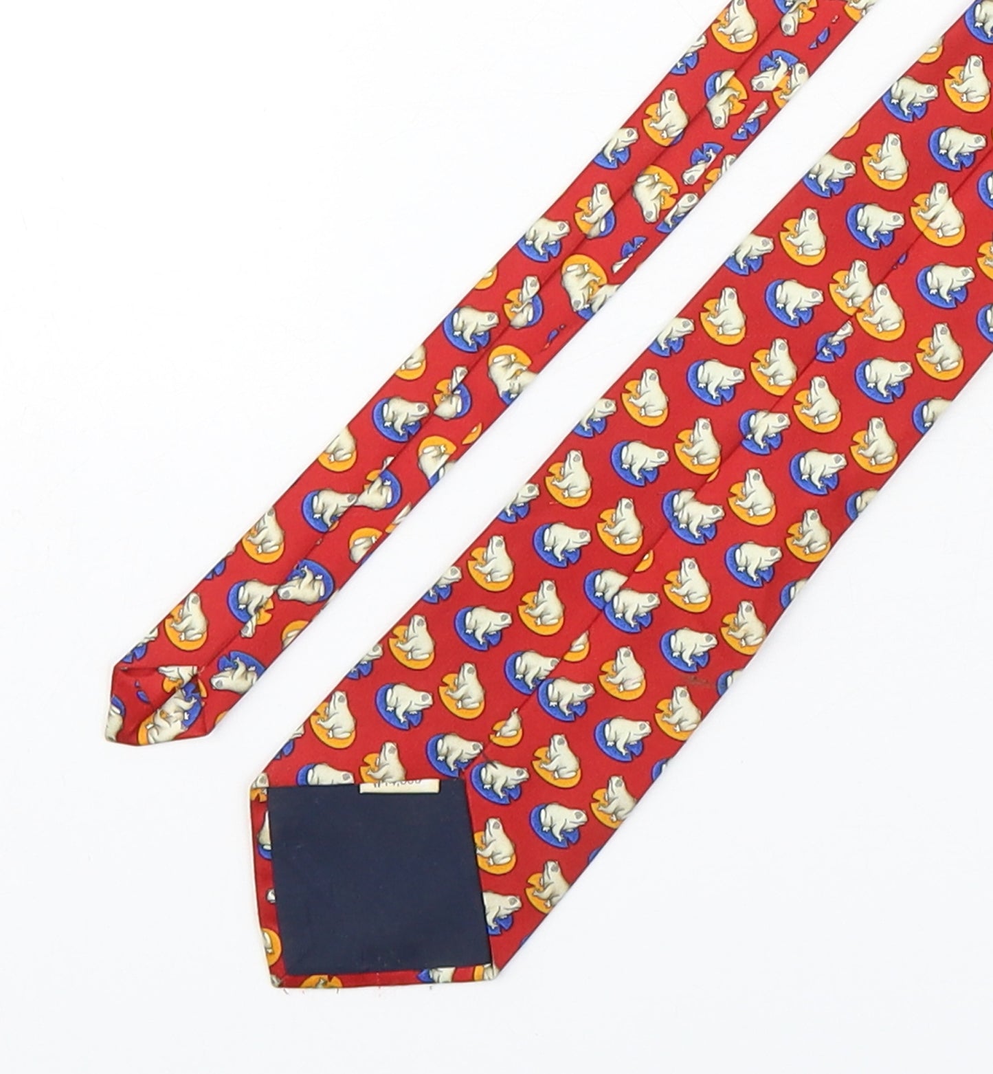Preworn Mens Multicoloured Geometric Silk Pointed Tie One Size - Frog Print
