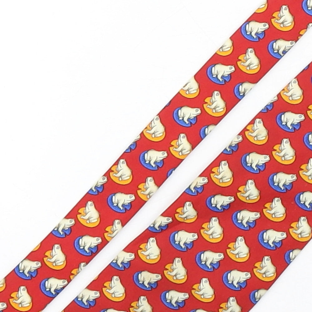 Preworn Mens Multicoloured Geometric Silk Pointed Tie One Size - Frog Print