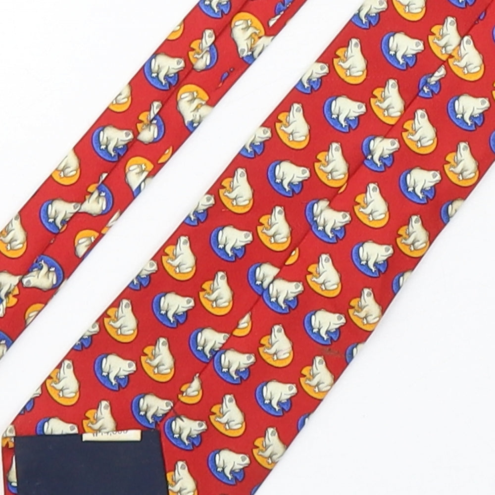 Preworn Mens Multicoloured Geometric Silk Pointed Tie One Size - Frog Print