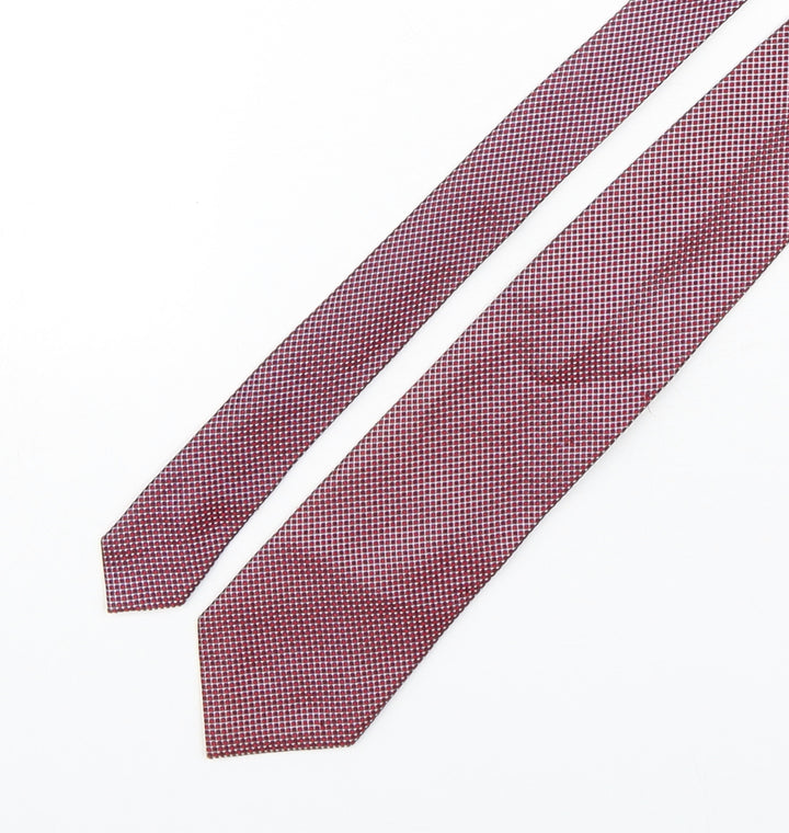 Simon Carter Mens Red Plaids & Checks Silk Pointed Tie One Size
