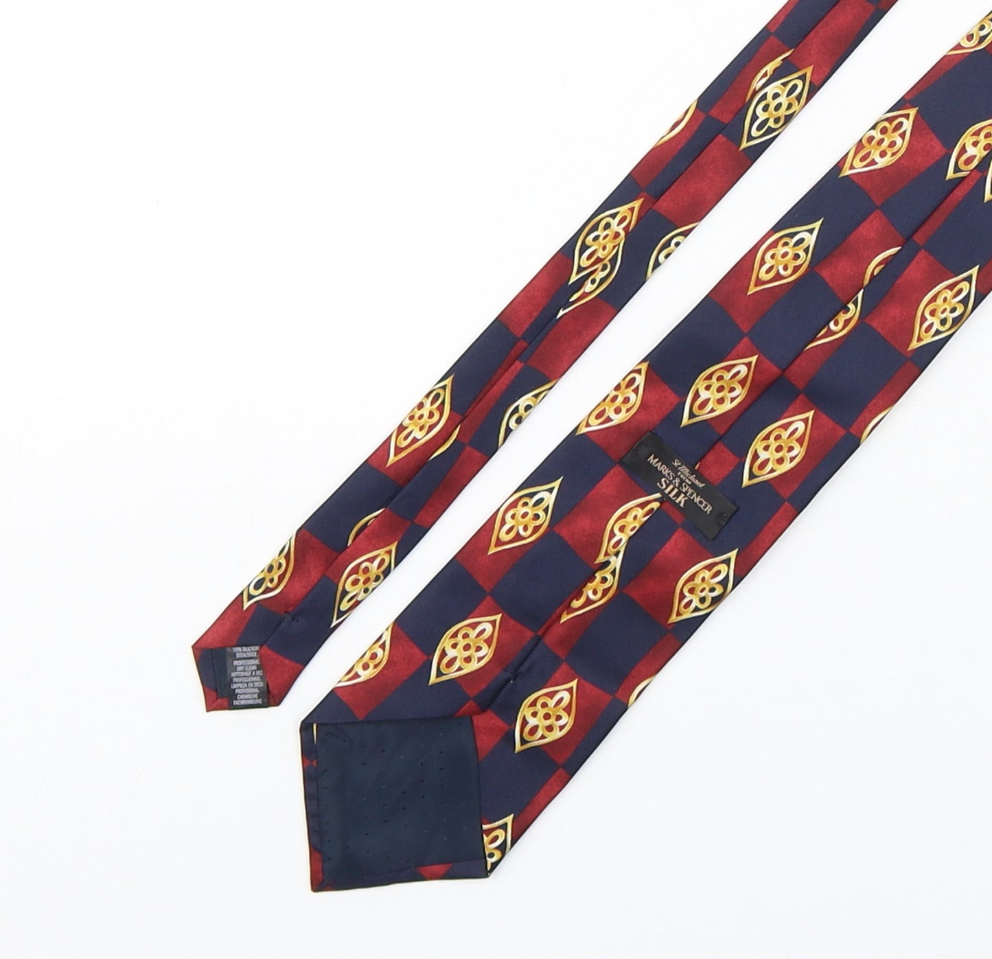 Marks and Spencer Mens Multicoloured Plaids & Checks Silk Pointed Tie One Size
