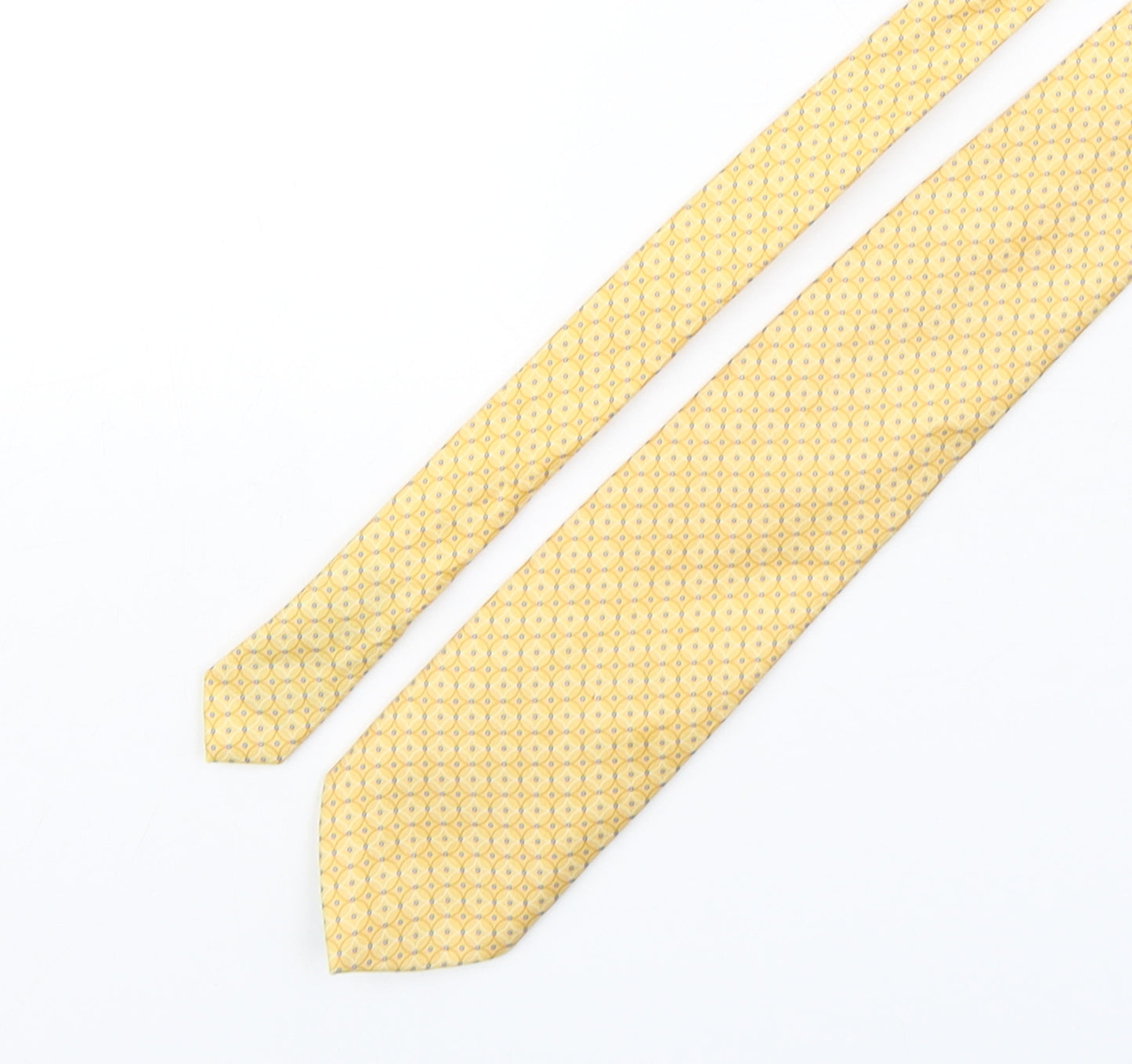 Marks and Spencer Mens Yellow Geometric Silk Pointed Tie One Size