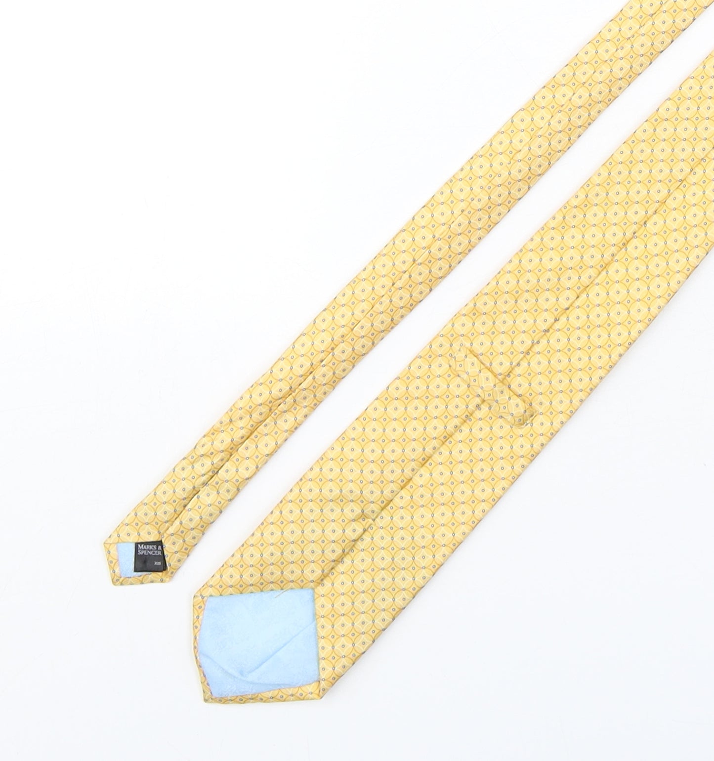 Marks and Spencer Mens Yellow Geometric Silk Pointed Tie One Size
